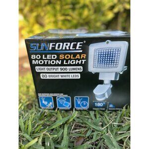 Sunforce 80 LED Solar Motion Sensor Light Weatherproof Lighting Timer NEW